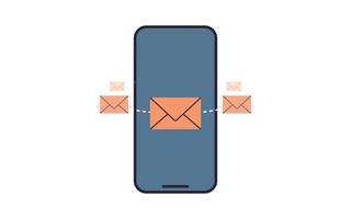 Mail and smartphone flat vector illustration.