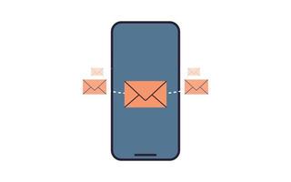 Ilustración de vector plano de correo y teléfono inteligente.