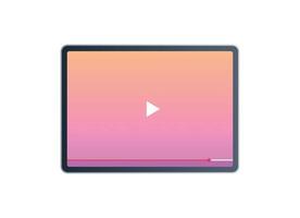 Responsive design play button and video interface on smart devices flat vector illustration.