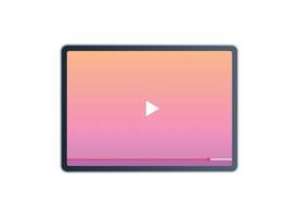 Responsive design play button and video interface on smart devices flat vector illustration.