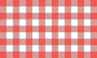 Red white gingham pattern and fabric vintage design flat vector illustration.