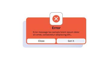 Error and warning messages app interface elements flat vector illustration.