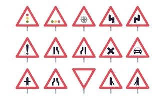 Traffic signs and transportation simple concept flat vector illustration.
