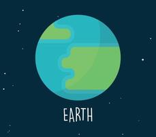 Earth planet and simple sphere on space background flat vector illustration.