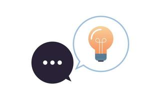 Thinking on speech bubble and idea symbol flat vector illustration.