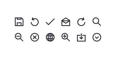 Mobile user interface navigation and simple app icons flat vector illustration.