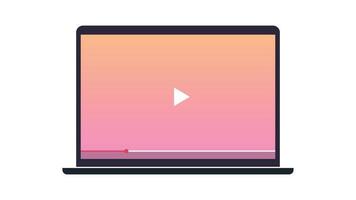 Responsive design play button and video interface on smart devices flat vector illustration.