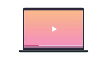 Responsive design play button and video interface on smart devices flat vector illustration.