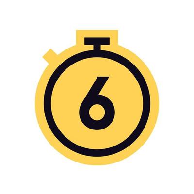 Countdown timer and stopwatch yellow symbol flat vector illustration.
