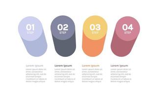 Four steps label design infographic and presentation, banner, workflow, layout, process diagram, flowchart flat vector illustration.