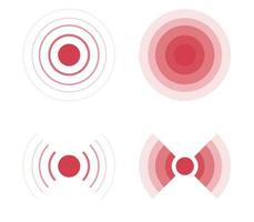 Radar signal and sonar sound wave flat vector illustration.