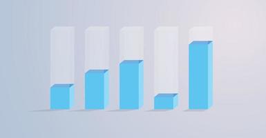 Business data visulation column chart and graph presentation flat vector illustration.