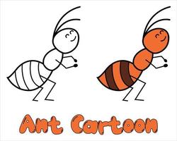 Kids Coloring Pages, Cute Ant Character Vector illustration EPS And Image