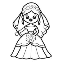 Coloring book Cartoon Girl Vector and Illustration and Image