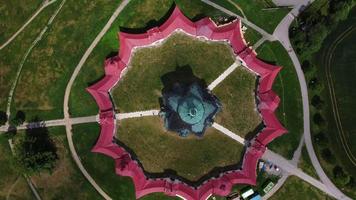 Aerial top down of Pilgrimage church or St. John of Nepomuk at Zelena Hora video