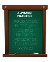 Alphabet letters tracing sheet with all letters of the alphabet. On the school board Kids worksheet with alphabet letters. Basic writing practice for kindergarten children vector illustration learning