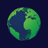 moderno concepto de mapa del mundo 3d azul transparente y verde en el espacio oscuro. planeta del mundo, ilustración de vector de esfera terrestre