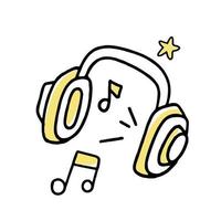 Clipart doodle headphones. Vector illustration in line style.