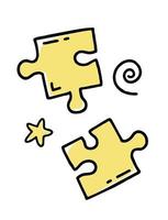 Puzzle element clipart doodle. Vector illustration in line style.