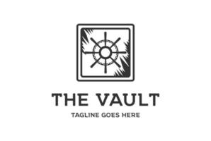 Vintage Retro Vault Safe Handle Gear Factory Logo Design Vector
