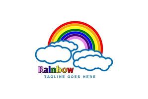 Colorful Rainbow with Cloud for Kids Play Toys Logo Design Vector