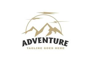 Sunset Golden Mountain Hill for Outdoor Adventure Logo Design Vector