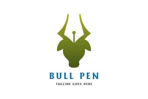 Cow Bull Head Silhouette with Pen Pencil for Creative Art Logo Design vector