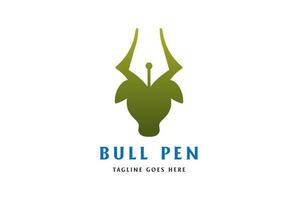 Cow Bull Head Silhouette with Pen Pencil for Creative Art Logo Design vector