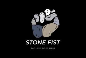 Vintage Retro Hand Fist Rock Stone Logo Design Vector