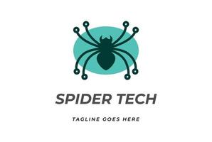 araña minimalista simple con circuito electrónico para vector de diseño de logotipo de tecnología tecnológica