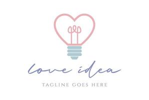 Simple Minimalist Modern Love Heart Bulb Lamp for Innovation Idea Logo Design Vector