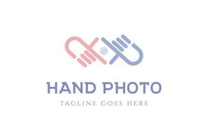 Modern Simple Hand Shape Photography Logo Design Vector