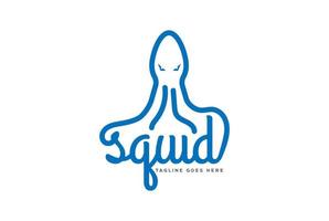 Simple Minimalist Ocean Squid Octopus Tentacles Type Text Font Typography Logo Design Vector