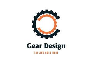 Simple Strong Bold Gear for Car Machine Industry Factory or Setting Logo Design Inspiration vector