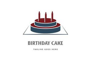 Simple Minimalist Birthday Cake with Candle Logo Design Vector