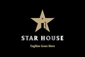 Simple Golden Star with House Door for Real Estate or Artist Talent Show Logo Design Vector