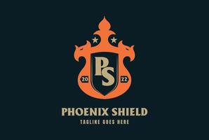 Simple Strong Phoenix Shield Logo Design Inspiration vector