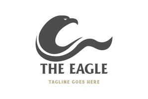 silueta de ala de cabeza de águila de propagación fuerte minimalista simple para vector de diseño de logotipo deportivo