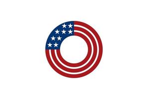 círculo circular cinta redonda de american us usa flag logo design vector