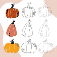 A worksheet with pumpkins. vector