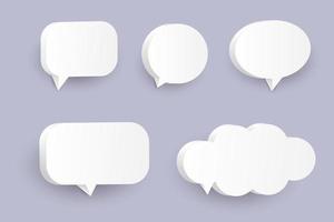 blank 3d speech bubbles, icon set poster, and banner concept on soft purple background. vector