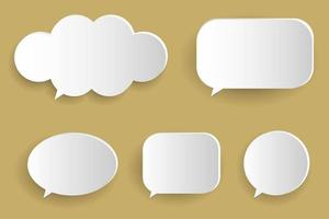 blank 3d speech bubbles, icon set poster and banner concept on soft mustard background. vector