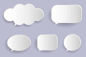 blank 3d speech bubbles, icon set poster, and banner concept on soft purple background. vector