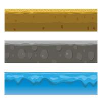 suelo, suelo y capas subterráneas, niveles de juego sin fisuras de dibujos animados. vista transversal vectorial de la textura natural de la tierra con barro, guijarros vector