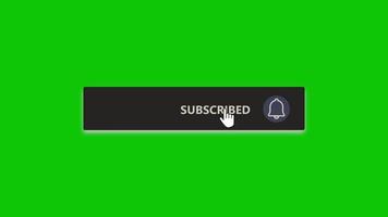 Hand cursor click youtube channel subscribe button and bell icon green screen subscribe video