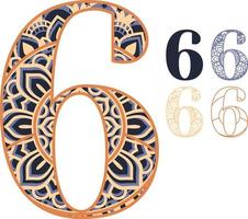 Numbers Mandala Print vector