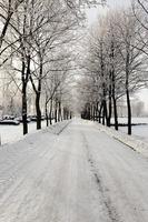 Snow covered road photo