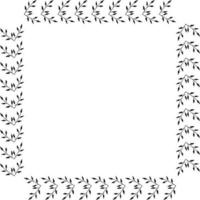 Square frame with simple creative black branches on white background. Vector image.