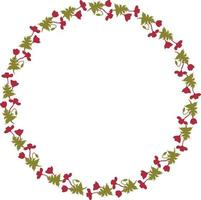 Round frame with poppy flowers on white background. Vector image.