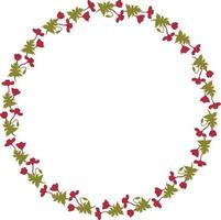 Round frame with poppy flowers on white background. Vector image.